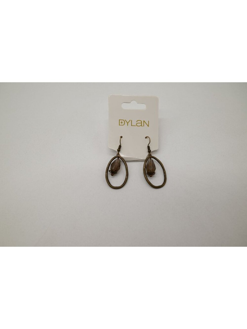 NWT Dylan Jewelry Bijou Earrings Weathered Brass Tone Dangle Crystal Beaded Drop